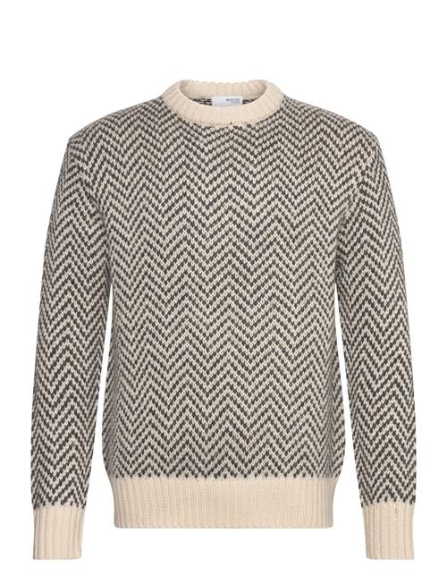 Slhharry Ls Knit Relaxed Crew Neck Selected Homme Beige