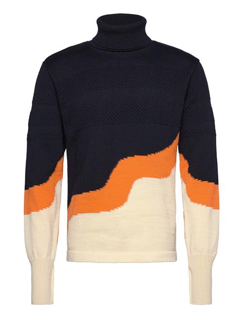 Mads Nørgaard Wool Klemens 3 Colour Knit Mads Nørgaard Navy