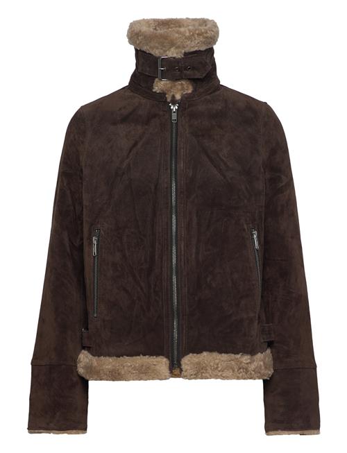 Ciara Suede Shearling Jacket Jofama Brown