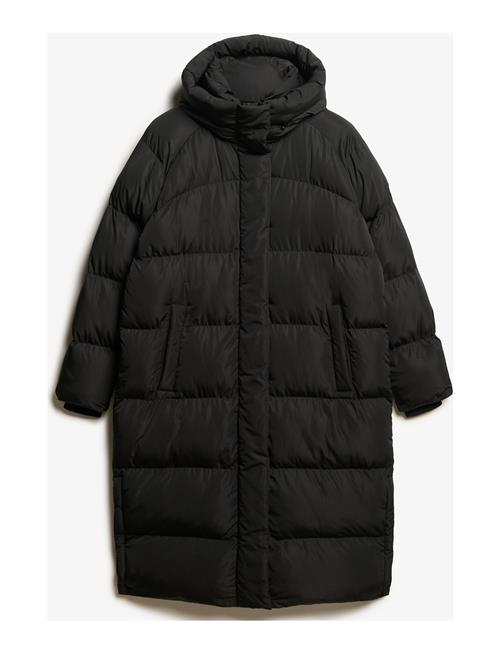 Longline Hooded Puffer Jacket Superdry Black