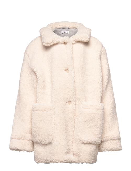 Shearling-Effect Coat Mango Cream