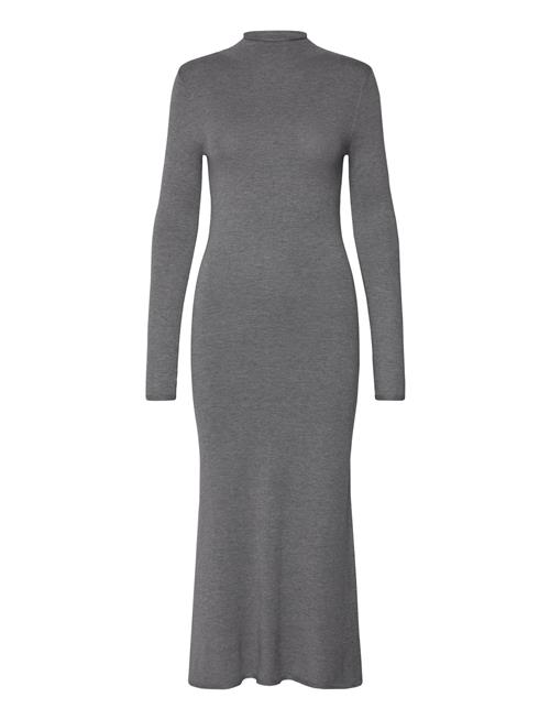 Mango Perkins-Neck Knitted Dress Mango Grey