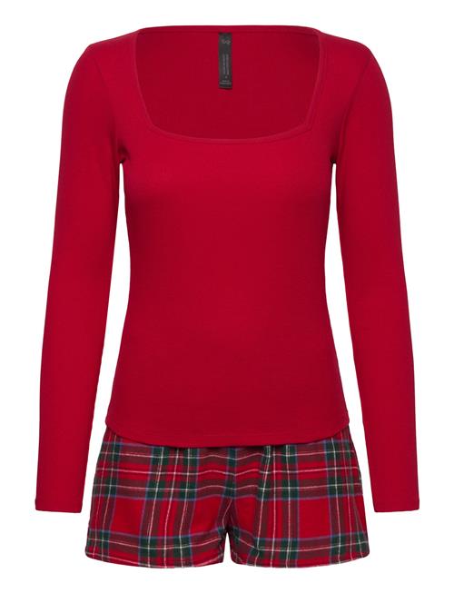 Hunkemöller Pj Flannel Twill Check Short Hunkemöller Red