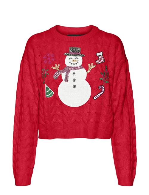 Vero Moda Vmsnowman Cable Ls Short Pullover Xmas Vero Moda Red