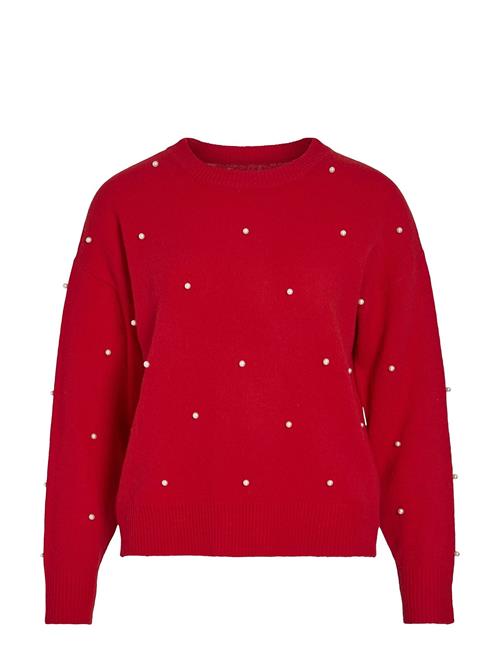 Vila Vispark L/S Knit Pearl Pullover/Ka Vila Red