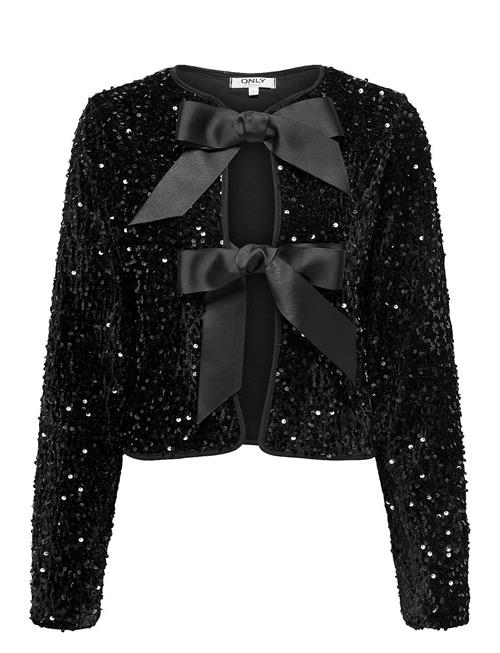 Onlanika Sequins Ls Bow Top Wvn ONLY Black