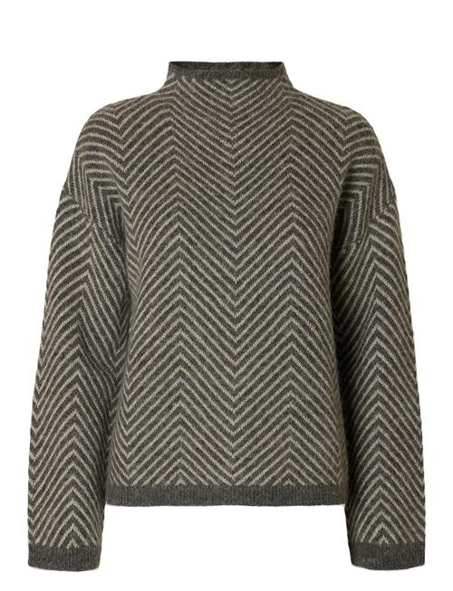 Selected Femme Slflulu Ls Herringb Knit High Neck Selected Femme Grey