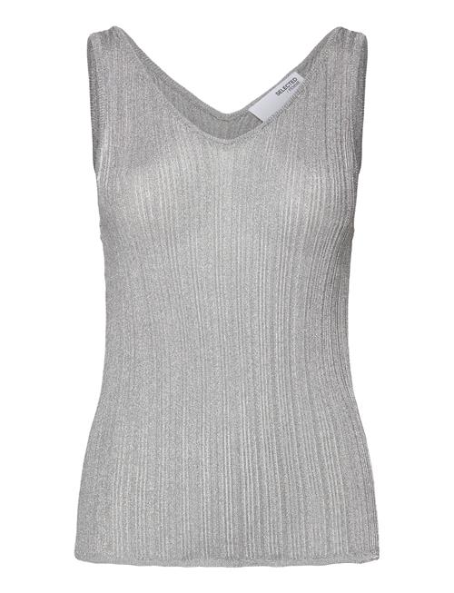 Slfdagni Sl Knit Rib Top Selected Silver