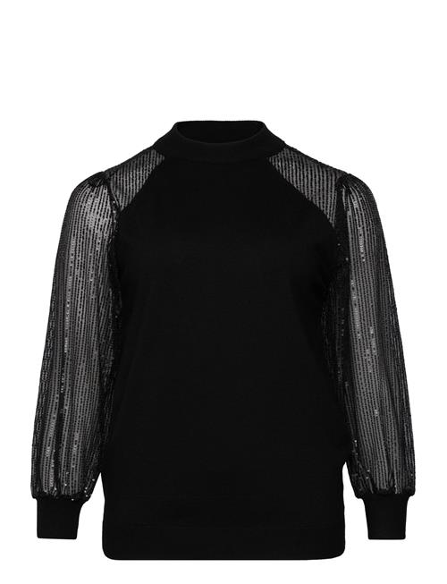 Carnaja Ls Sequins High Neck Knt ONLY Carmakoma Black