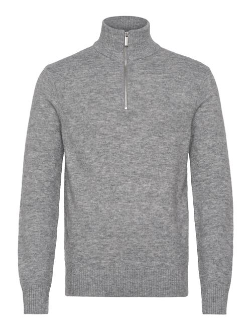 Slhrai Ls Knit Half Zip Selected Grey