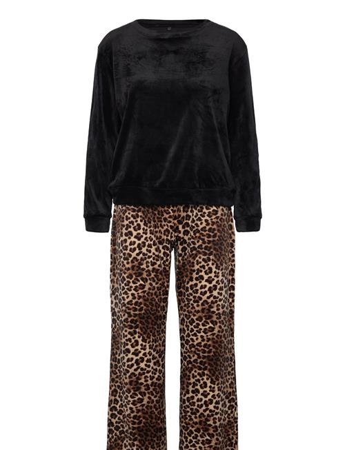 Hunkemöller Pj Set Velours Leopard Hunkemöller Black