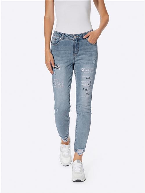 heine Jeans  blue denim / sort / hvid