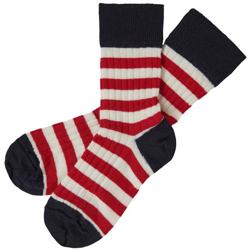 FUB 2-pak Klassiske Stribede Sokker Ecru/Rød 19-21 EU  Creme  19-21 EU  Unisex