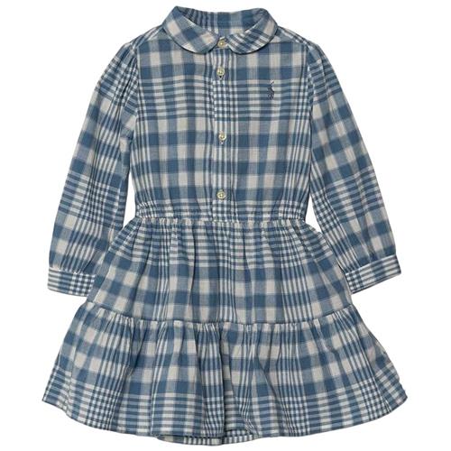 Se Ralph Lauren Bomuld Casual Kjole Blue Cream Check | Blå | 9 months ved Babyshop