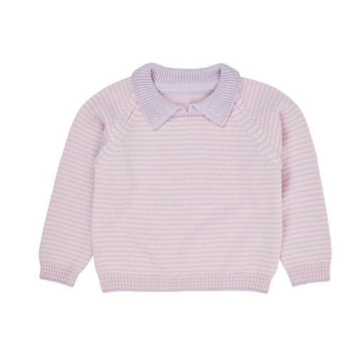 Copenhagen Colors Merino Wool Striped Bluse Lavender/Soft Pink Stripe | Lilla | 98 cm