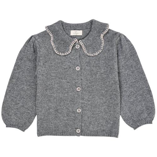 Copenhagen Colors Cashmere cardigan med krave Grey Mel | Grå | 116 cm