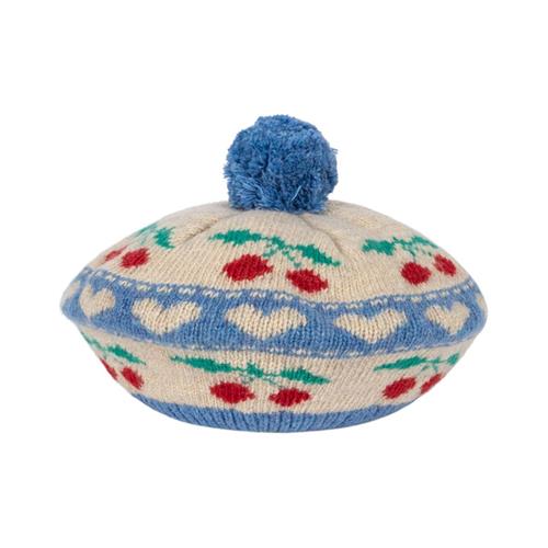 Konges Sløjd Belou Knit Beret - Cherry Stripe | Lyserød | 12-18 months