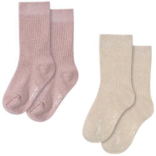 Konges Sløjd 2-Pack Rib Glitter Socks Rose & Off White | Hvid | 29-32 EU