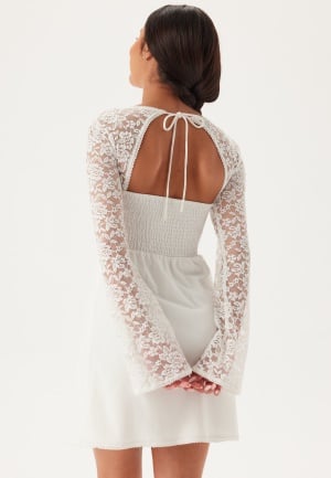 Se Bubbleroom Occasion Lace Sleeve Bustier Dress White 42 ved Bubbleroom