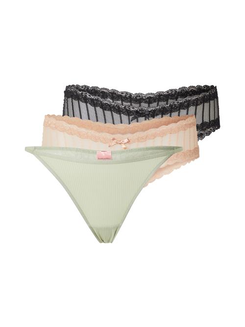 Hunkemöller String  beige / pastelgrøn / sort