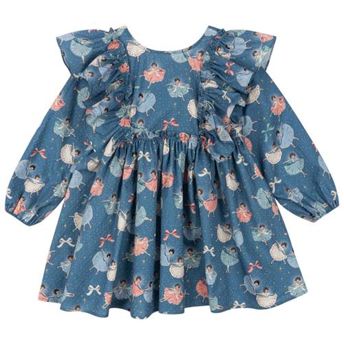 Konges Sløjd Evia Ls Bow Dress Gots - Snow Bow Ballerina | Blå | 2 years