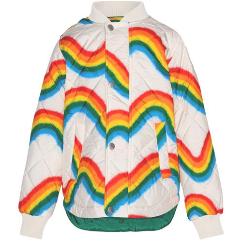 Molo Hallow Wavy Rainbow Print Thermo Jakke | Hvid | 98/104 cm