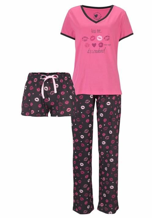 VIVANCE Pyjamas  mørk pink / sort