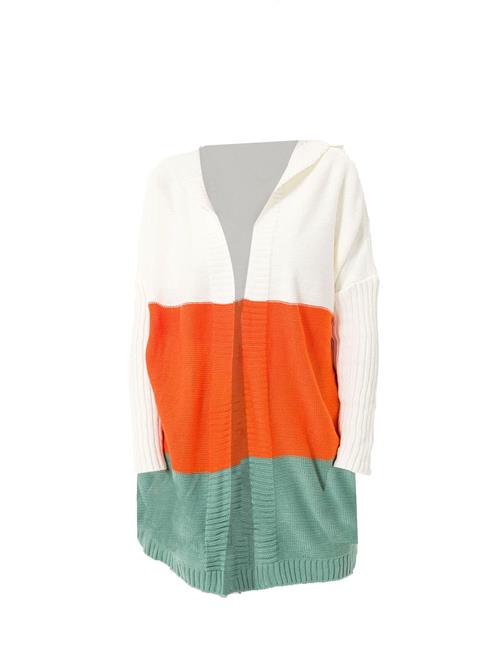 Dandalo Cardigan  grøn / orange / uldhvid