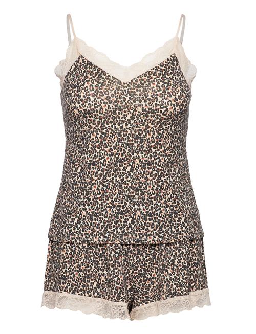 Hunkemöller Pj Cami Short Viscose Leopard Hunkemöller Brown