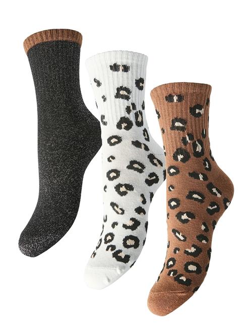 Pieces Pcprima Animal Socks 3 Pack Bc Pieces Beige