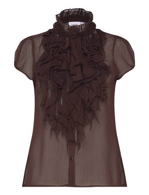 Saint Tropez Liljasz Crinkle Ss Shirt Saint Tropez Brown