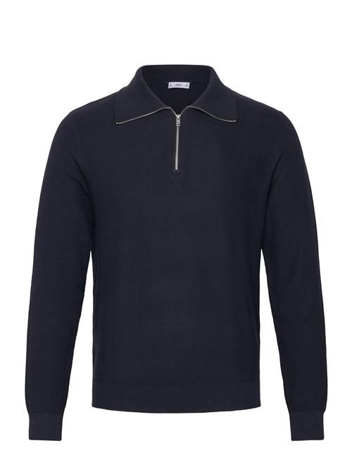 Mango Sweater With Polo-Neck Structure And Zip Mango Navy