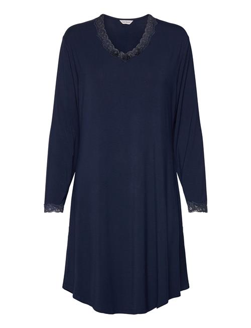 Lady Avenue Bamboo Long Sleeve Nightdress With Lady Avenue Navy