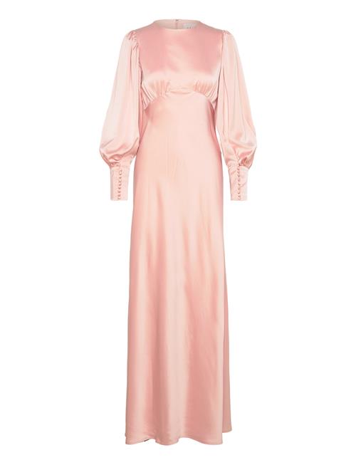 Malina Alize Long Sleeved Satin Maxi Dress Malina Pink