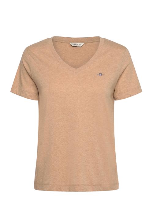 GANT Reg Shield Ss V-Neck T-Shirt GANT Beige