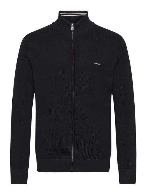 Cotton Pique Zip Cardigan GANT Black