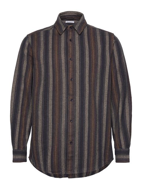 Knowledge Cotton Apparel Loose Fit Striped Flannel Shirt - G Knowledge Cotton Apparel Brown