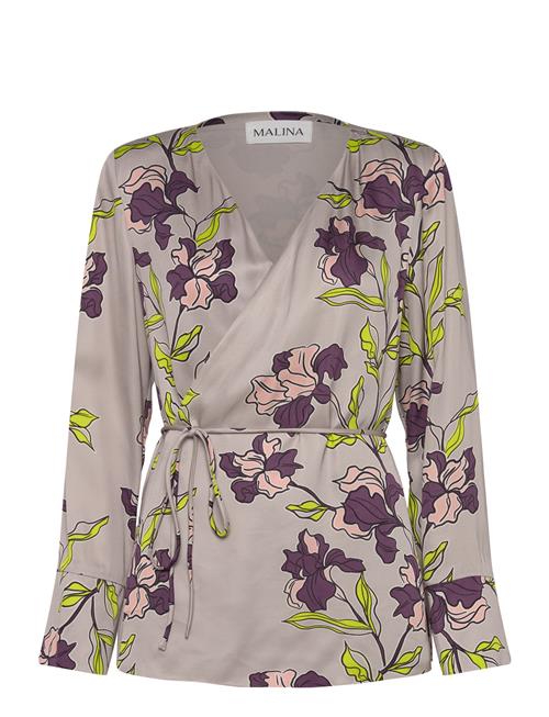 Malina Adina Satin Wrap Blouse Malina Grey