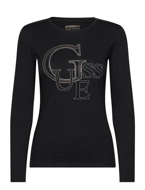 GUESS Jeans Ls Rn Guess Studded Logo Tee GUESS Jeans Black