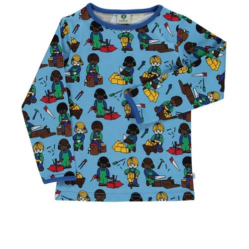 Småfolk Mønstret Langærmet T-shirt Blue Grotto | Blå | 3-4 years