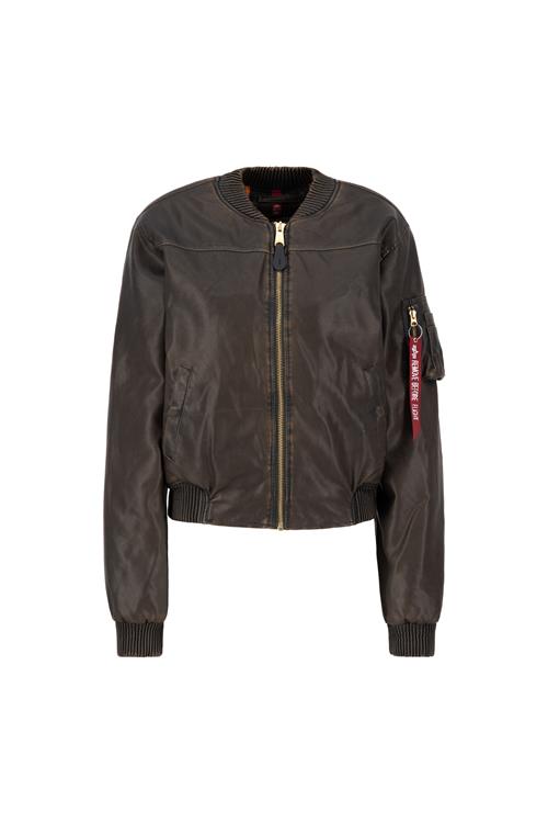 ALPHA INDUSTRIES Overgangsjakke 'MA-1 FL'  brun / blodrød / hvid