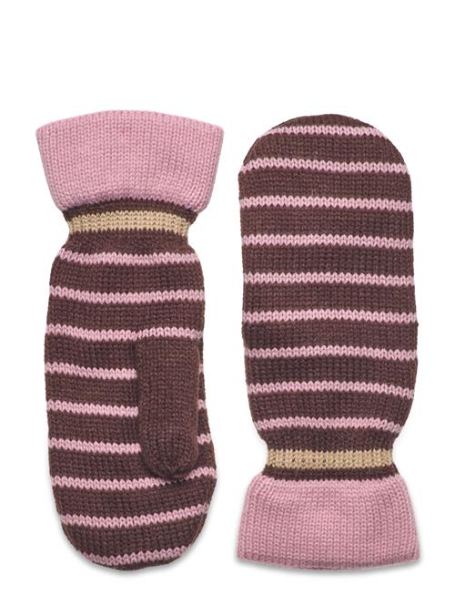 Becksöndergaard Thin Striped Emerald Mittens Becksöndergaard Brown