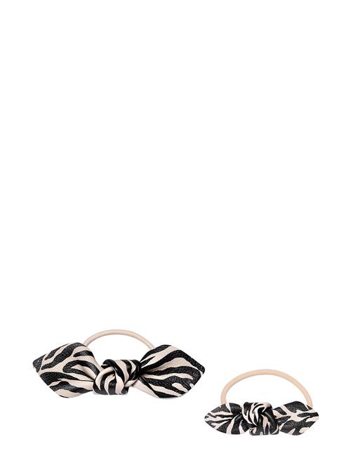 Corinne Leather Bow Hair Tie Big And Small 2-Pack Corinne Patterned