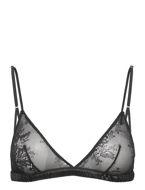 Understatement Underwear Lace Satin Triangle Bralette Understatement Underwear Black