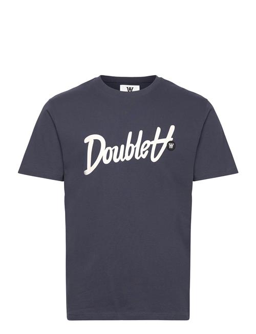 Double A by Wood Wood Ace Script & Badge T-Shirt Double A By Wood Wood Navy