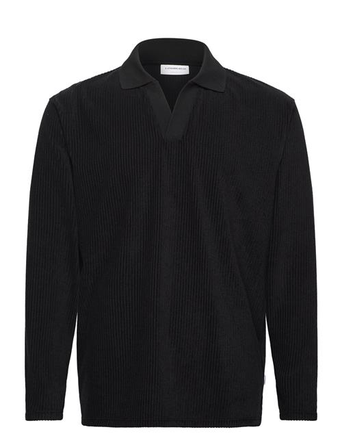 Lindbergh V-Neck Jacquard Polo L/S Lindbergh Black