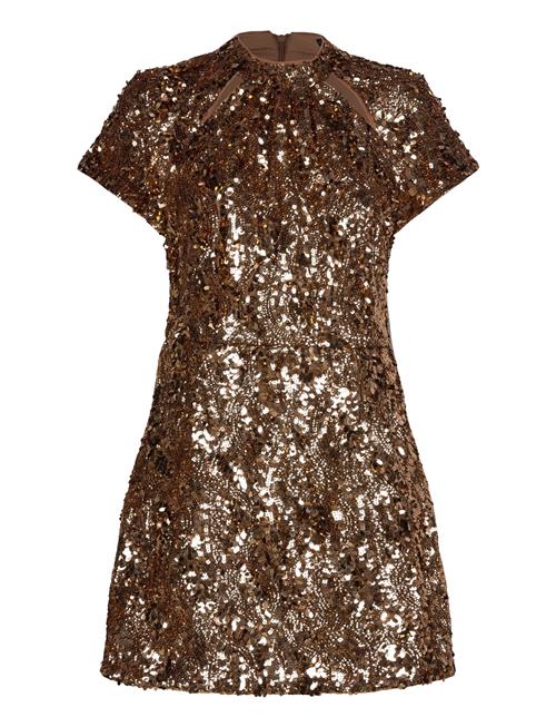 French Connection Sequin Mesh Dress French Connection Gold