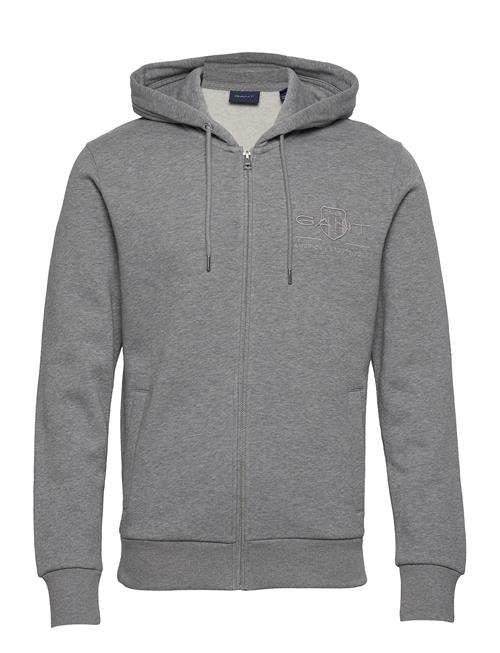 Se GANT Reg Tonal Shield Full Zip Hoodie GANT Grey ved Booztlet