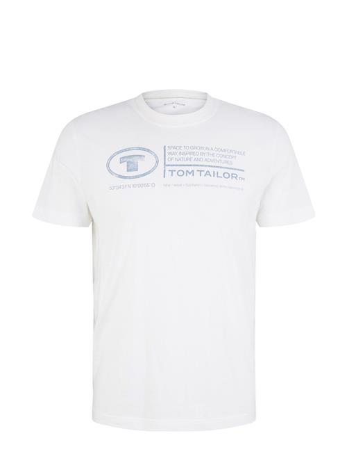 Printed Crewneck T-Shirt Tom Tailor White