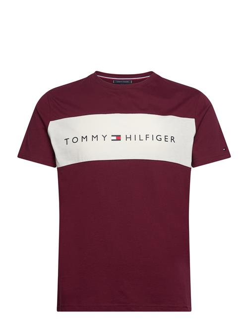 Se Ss T-Shirt Block Logo Tommy Hilfiger Burgundy ved Booztlet